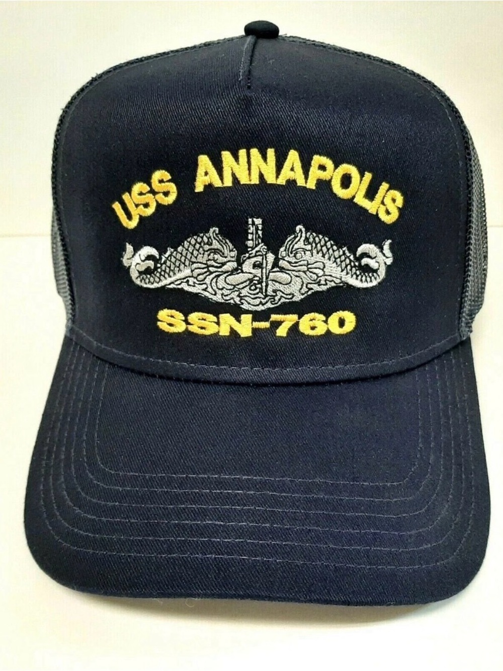 USS Annapolis SSN-760 U.S Navy Ship Boat Hat Cap Mesh Snapback Blue Curved Bill